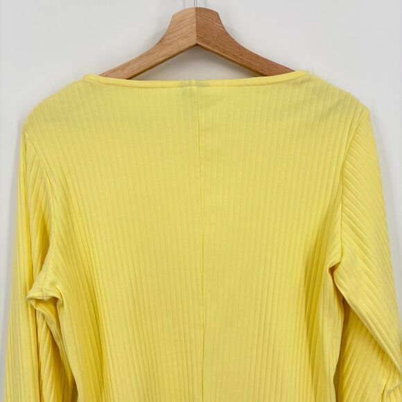 Nike Sportswear Ribbed Jersey Long Bell Sleeve Top, Sz Med, Yellow Athleisure - Picture 8 of 11